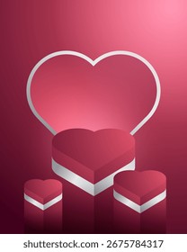 Fondo del podio de la forma del amor con color rosado