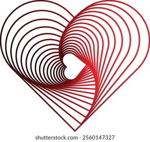 Love shape in red gradient vector design heart vector design