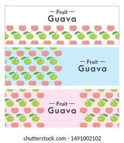 Love shape red guava and half of guava fruit banner vector.