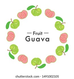 Love shape red guava and half of guava fruit vector.
