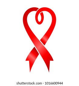 Love Shape Ribbon HIV AIDS Symbol Vector Graphic Logo Design