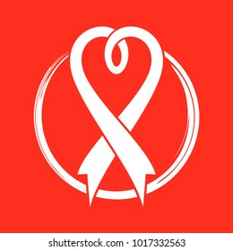 Love Shape Ribbon World HIV AIDS Day Symbol Vector Graphic Logo Design
