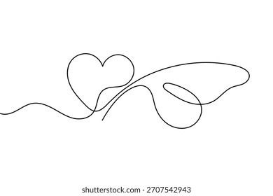 Forma de amor simple una línea de arte día de San Valentín contorno mínimo diseño de Vector romántico
