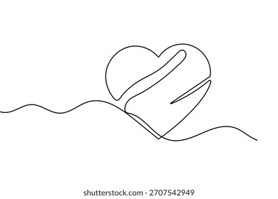 Love shape simple one line art valentine's day minimal outline romantic vector design