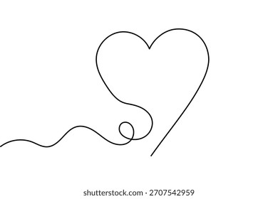 Love shape simple one line art valentine's day minimal outline romantic vector design