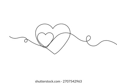 Love shape simple one line art valentine's day minimal outline romantic vector design