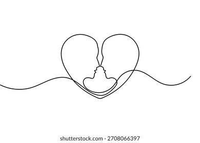 Forma de amor simple una línea de arte día de San Valentín contorno mínimo diseño de Vector romántico