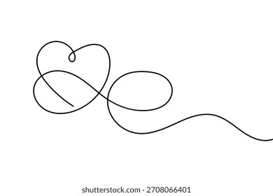 Love shape simple one line art valentine's day minimal outline romantic vector design