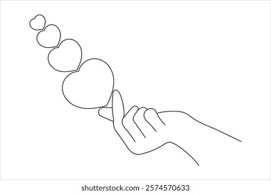 Love shape single line drawing  and  isolated  minimalist outline  valentines day
 vector icon
