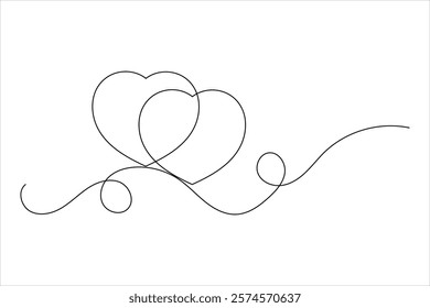 Love shape single line drawing  and  isolated  minimalist outline  valentines day
 vector icon
