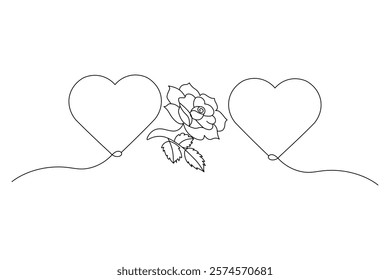 Love shape single line drawing  and  isolated  minimalist outline  valentines day
 vector icon
