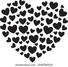 Love shape and a lot of love symbol sticker vector illustration.