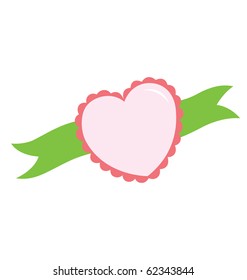Love shape template with space for text with ribbon on the back.