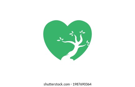  love shape with tree bonsai  logo symbol vector icon illustration graphic design