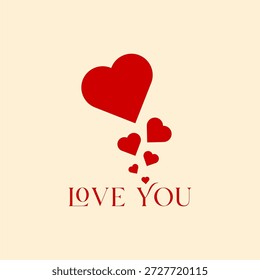 me encanta la forma con te amo Anuncio de texto en diseño de Vector plano de contorno. Forma feliz del amor del día de San Valentín para el uso de la Plantilla