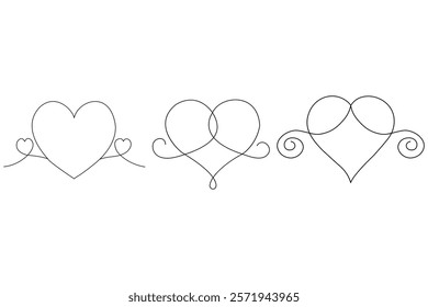 Love shape.Continuous line drawing of heart love. Single one line art of valentine. Vector illustration Free Vector