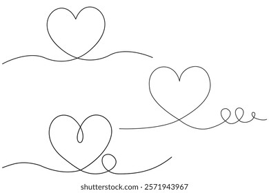 Love shape.Continuous line drawing of heart love. Single one line art of valentine. Vector illustration Free Vector