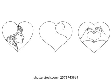 Love shape.Continuous line drawing of heart love. Single one line art of valentine. Vector illustration Free Vector