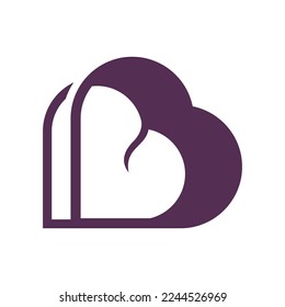 love shaped abstract logo design
