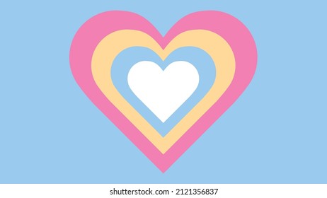 fondo con forma de amor. fondo con colorido patrón de amor. fondo azul pastel, amarillo, rosa y blanco. amor con temática de fondo, afecto, alegre y niños