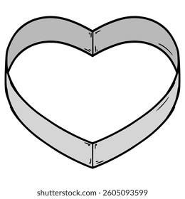 love shaped cookie cutter illustration hand drawn isolated vector
