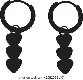 love shaped earring  in silhouette