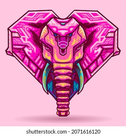 Love Shaped Elephant with Geometric Design