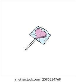 love shaped lollipop candy handmade illustration artwork