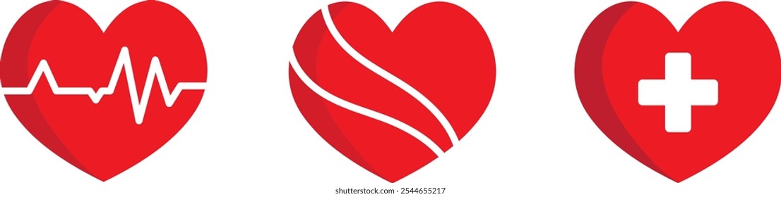 love shaped medical vector icon on white background, emergency symbol
