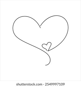 Love shaped One line art drawing or illustration for  valentine's day