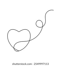 Love shaped One line art drawing or illustration for  valentine's day