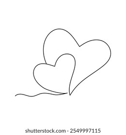 Love shaped One line art drawing or illustration for  valentine's day