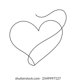 Love shaped One line art drawing or illustration for  valentine's day