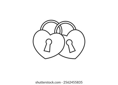 love shaped padlock vector made in outline style