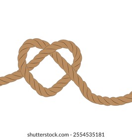 love shaped rope illustration, The natural aesthetic and neutral colors of the rope make it suitable for themes such as adventure, nautical, camping, crafts, or rustic decor.