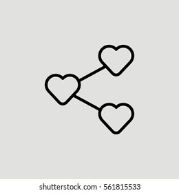 Love Share Outline Vector Icon