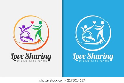 Love Sharing, Disability Care Logo Design. Modern Logo for Community, Festive or Foundation Purpose Concept.