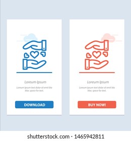 Love, Sharing, Heart, Wedding  Blue and Red Download and Buy Now web Widget Card Template. Vector Icon Template background