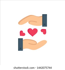 Love, Sharing, Heart, Wedding  Flat Color Icon. Vector icon banner Template