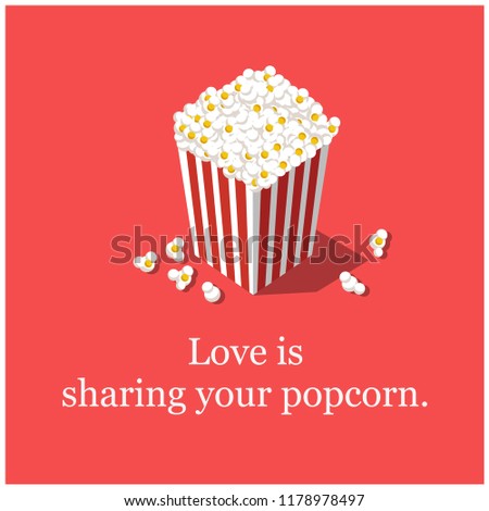 Love is Sharing Your Popcorn Box Vector Illustration Quote Poster 