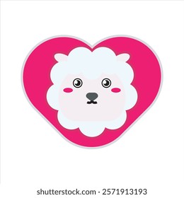 Love sheep icon vector design, cute sheep design illustration for sticker, mockup printing. Valentines day theme pattern vector design. 