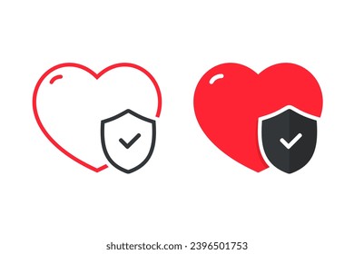 Love shield checklist icon. Illustration vector
