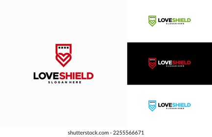 Love Shield logo designs concept vector, Love and Shield logo symbol icon template