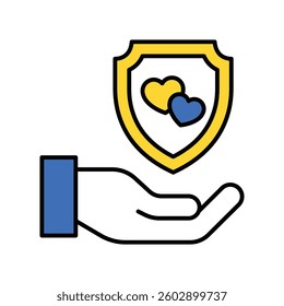 Love shield vector filled outline icon. EPS 10 file