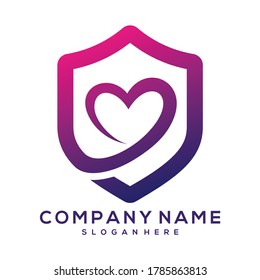 love with shield vector, love logo