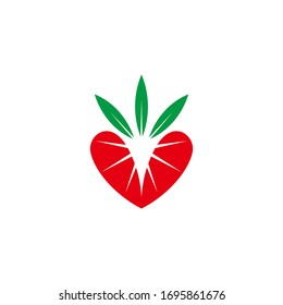 love shine strawberry slice fruit label symbol vector