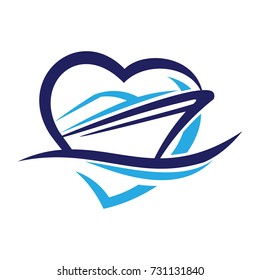 Love Ship travel logo Vector