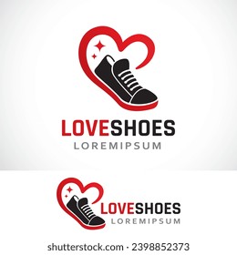 plantilla de diseño de logotipo de zapatos de amor