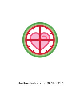 Love with shoot target Icon. Simple Heart Illustration Line Style Logo Template Design. 