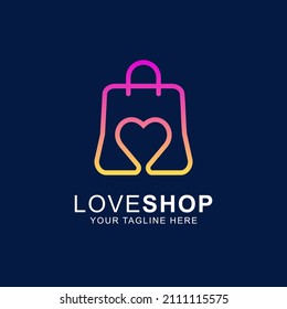Love shop gradient logo design